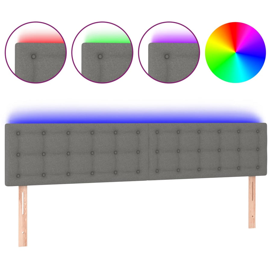 Hoofdbord Led Stof 200 x 5 x 78/88 cm Donkergrijs