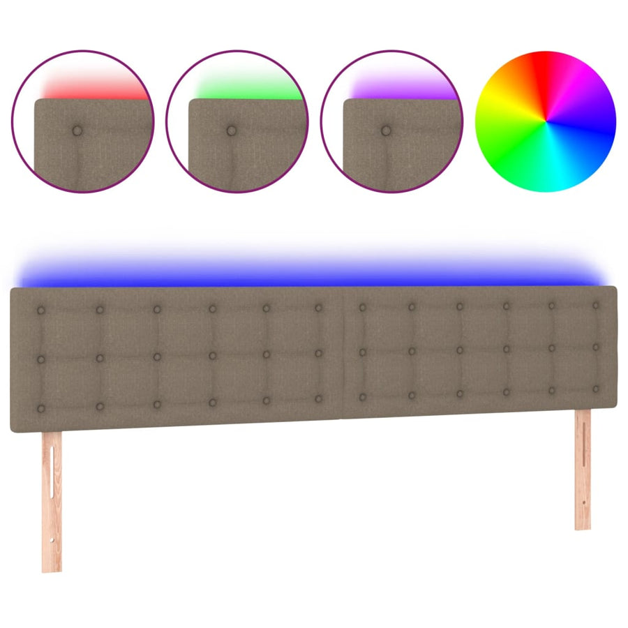 Hoofdbord LED 200x5x78/88 cm stof taupe