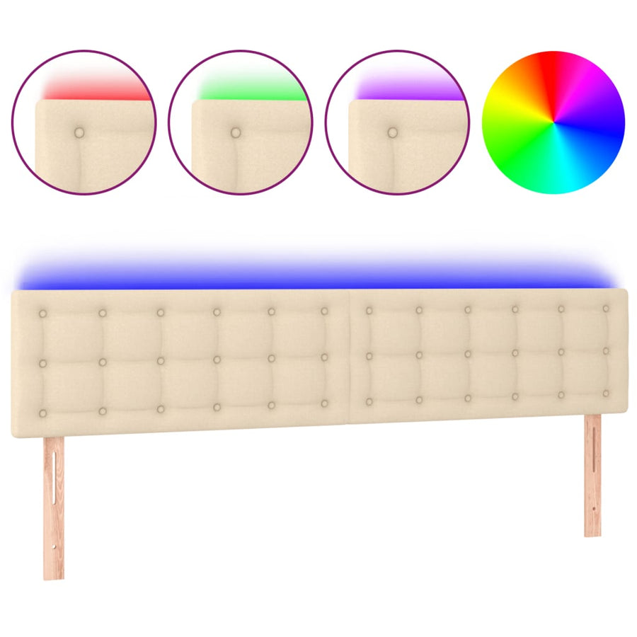 Hoofdbord Led Stof Kleurig 200 x 5 x 78/88 cm Crème