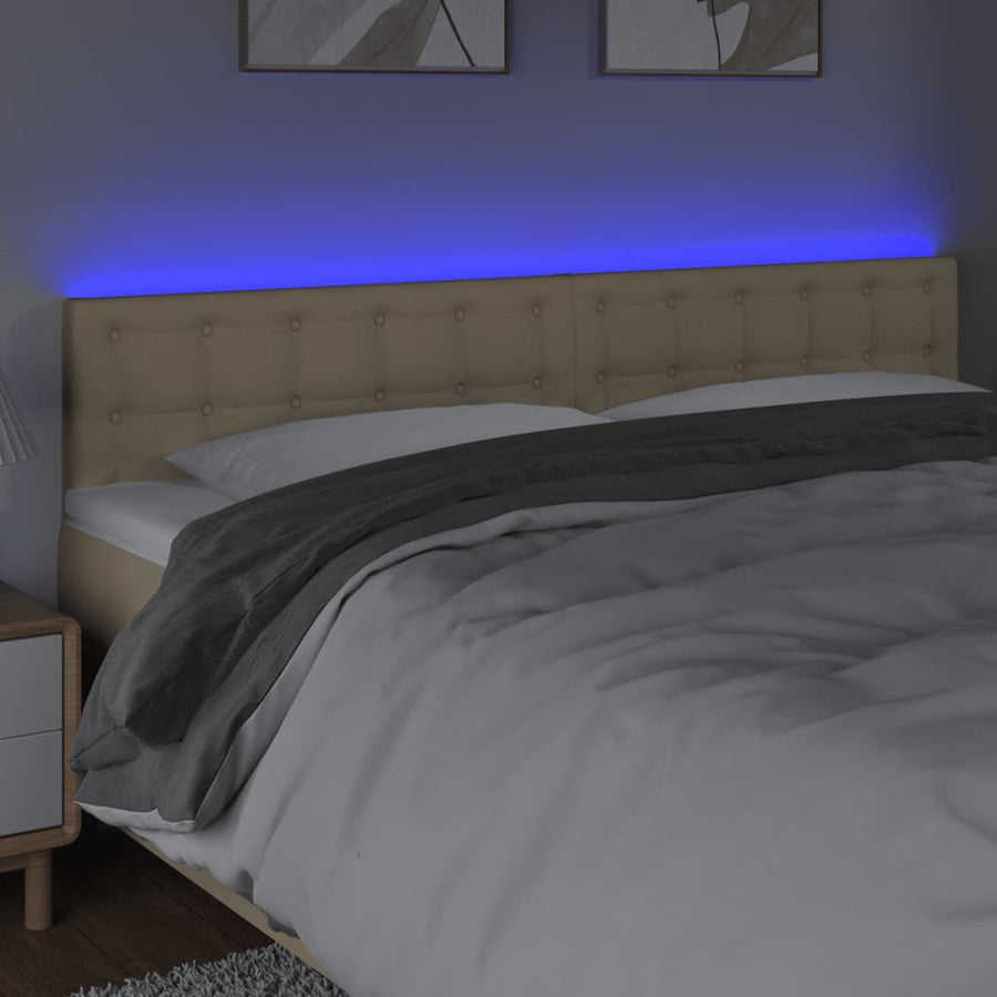 Hoofdbord Led Stof Kleurig 200 x 5 x 78/88 cm Crème