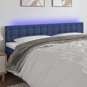 Hoofdbord 200x5x78/88 cm stof blauw LED
