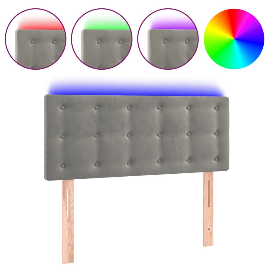 Hoofdbord Led Fluweel 90 x 5 x 78/88 cm Lichtgrijs