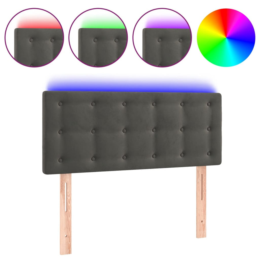 Hoofdbord Led 90X5X78/88 Cm Fluweel Donkergrijs 1 90 x 5 x 78/88 cm
