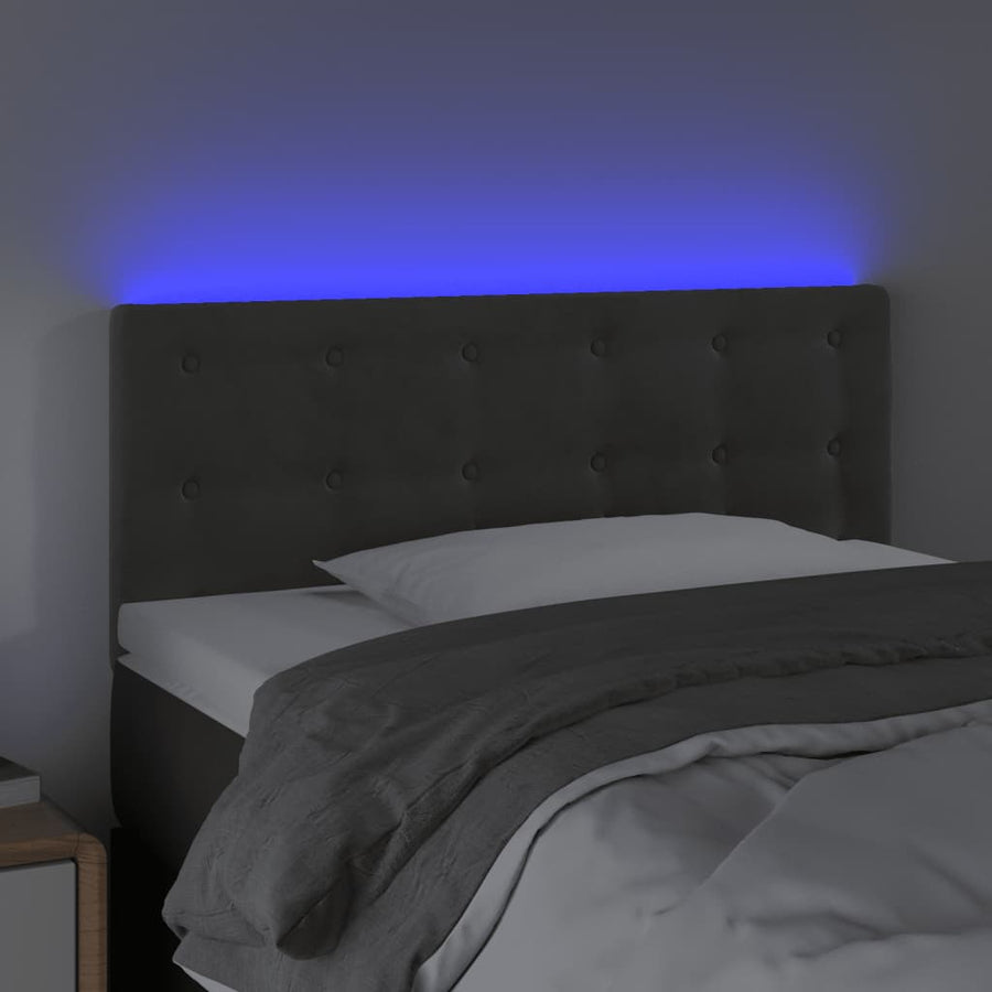 Hoofdbord Led 90X5X78/88 Cm Fluweel Donkergrijs 1 90 x 5 x 78/88 cm