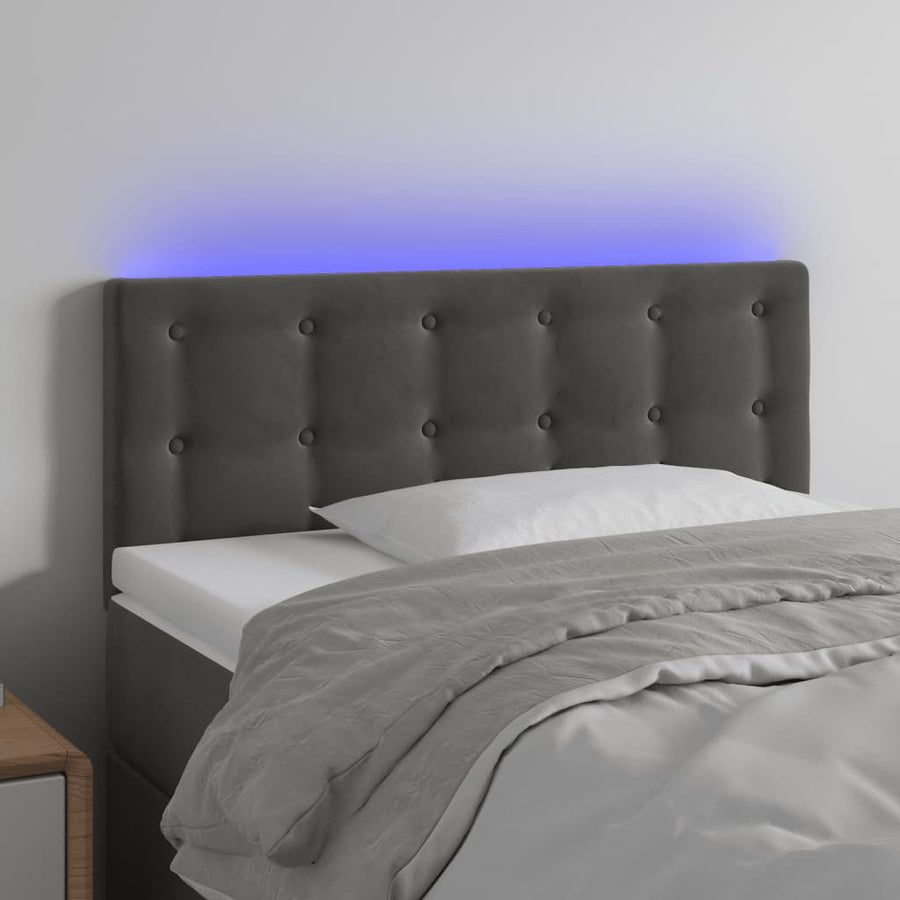 Hoofdbord Led 90X5X78/88 Cm Fluweel Donkergrijs 1 90 x 5 x 78/88 cm