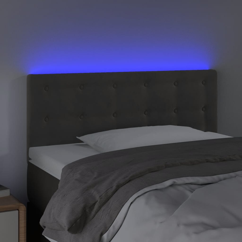 Hoofdbord Led Fluweel 100 x 5 x 78/88 cm Donkergrijs