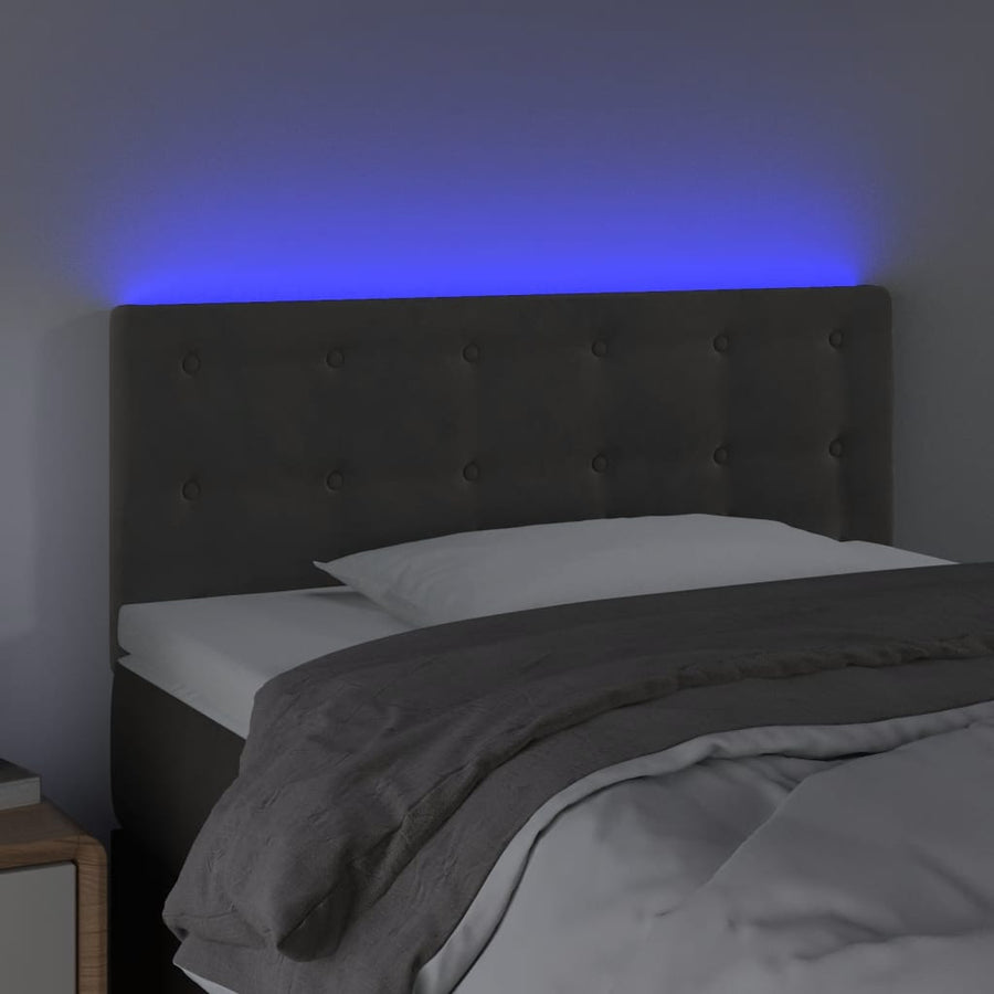 Hoofdbord Led Fluweel 100 x 5 x 78/88 cm Donkergrijs