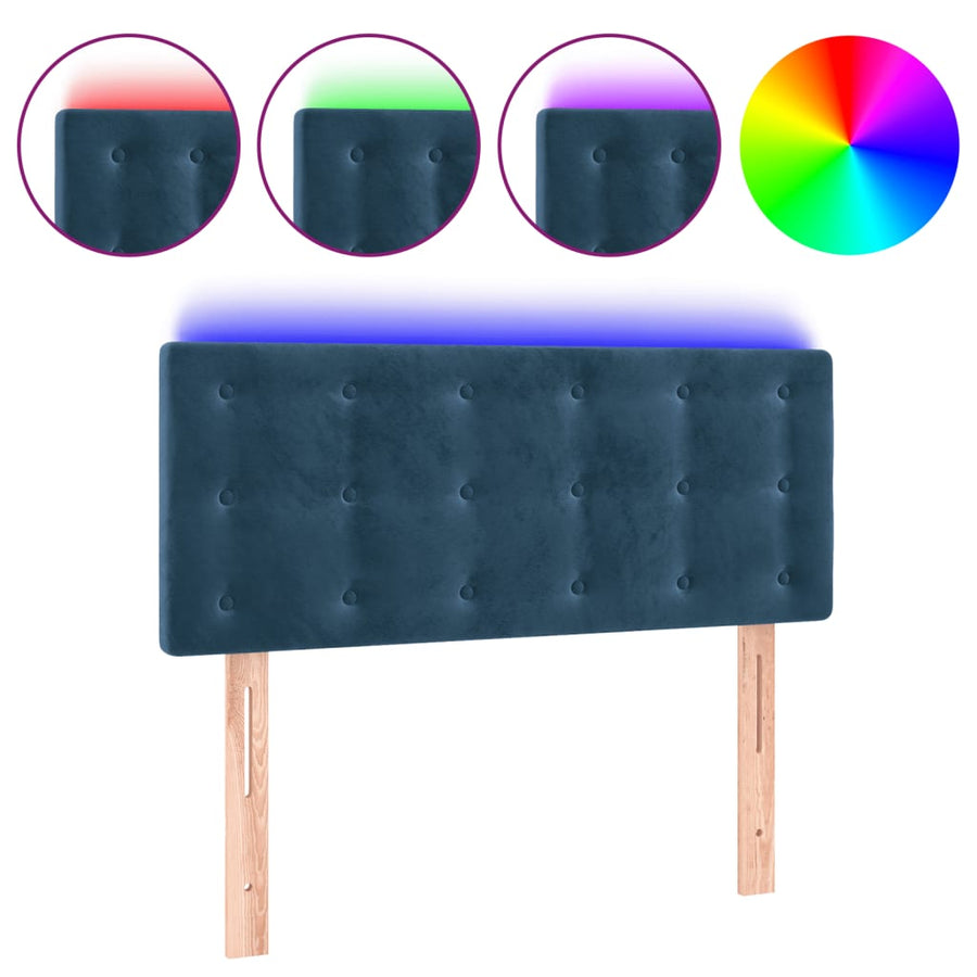 Hoofdbord Led Fluweel 100 x 5 x 78/88 cm Donkerblauw