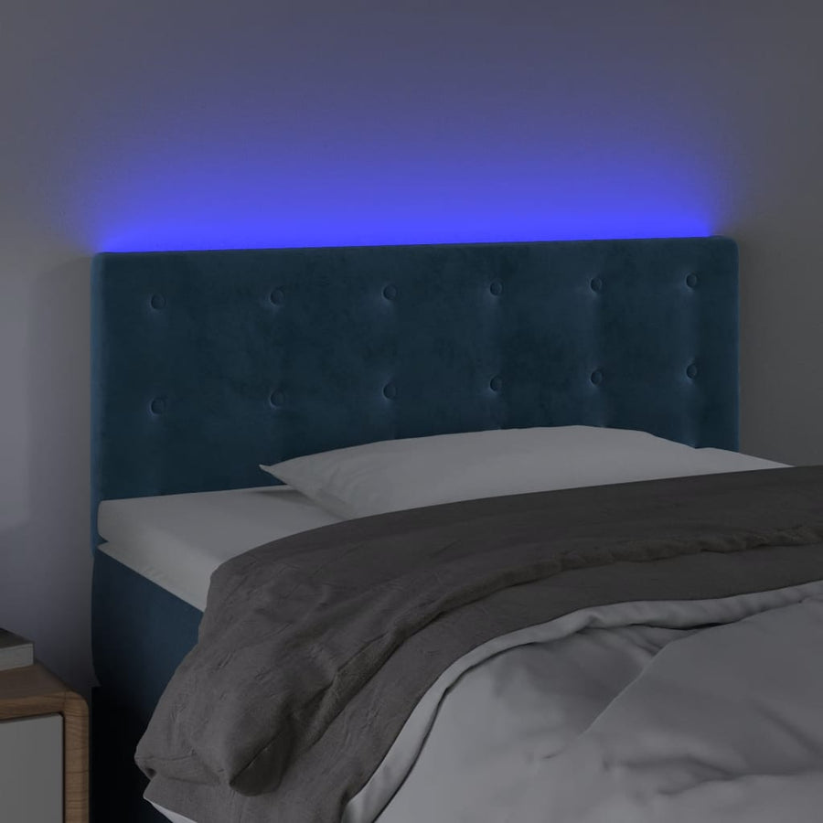 Hoofdbord Led Fluweel 100 x 5 x 78/88 cm Donkerblauw
