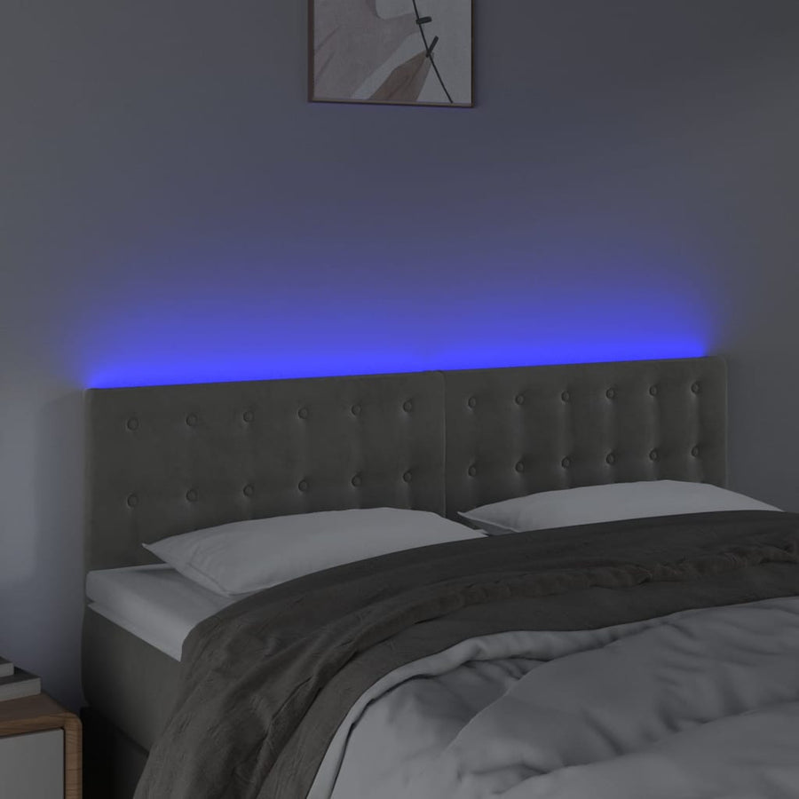 Hoofdbord Led Fluweel 144 x 5 x 78/88 cm Lichtgrijs