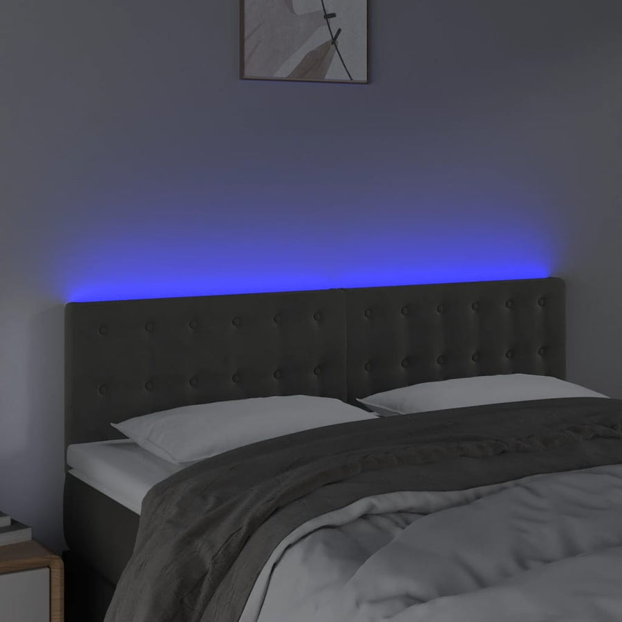 Hoofdbord Led Fluweel 144 x 5 x 78/88 cm Donkergrijs