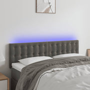 Hoofdbord 144x5x78/88 cm fluweel donkergrijs LED