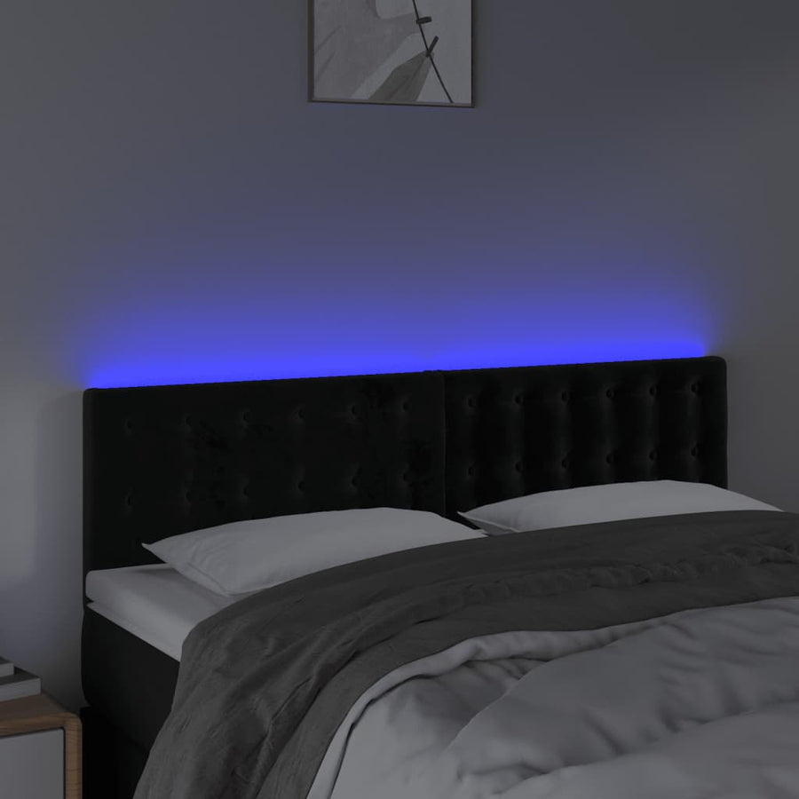 Hoofdbord Led Fluweel 144 x 5 x 78/88 cm Zwart