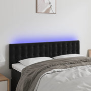 Hoofdbord 144x5x78/88 cm fluweel zwart LED