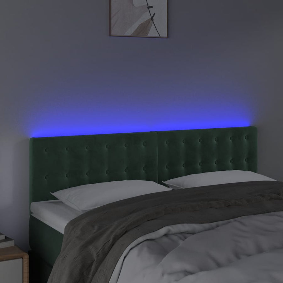 Hoofdbord Led Fluweel 144 x 5 x 78/88 cm Donkergroen