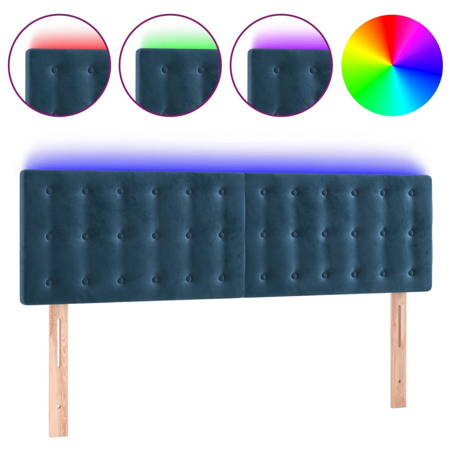 Hoofdbord Led Fluweel 1 144 x 5 x 78/88 cm Donkerblauw