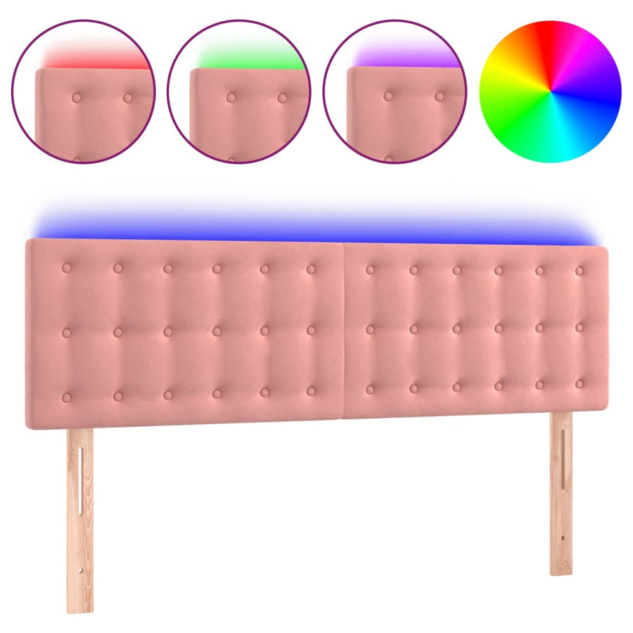 Hoofdbord Led Fluweel 144 x 5 x 78/88 cm Roze