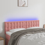 Hoofdbord 144x5x78/88 cm fluweel roze LED