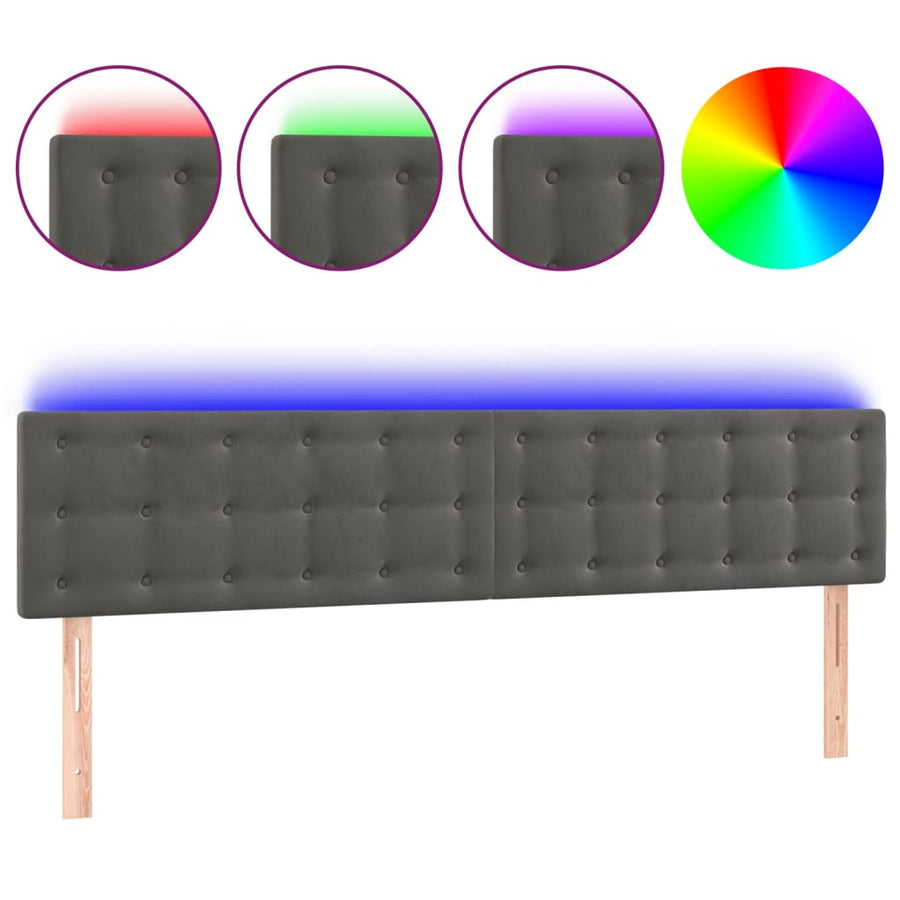 Hoofdbord Led Fluweel 160 x 5 x 78/88 cm Donkergrijs
