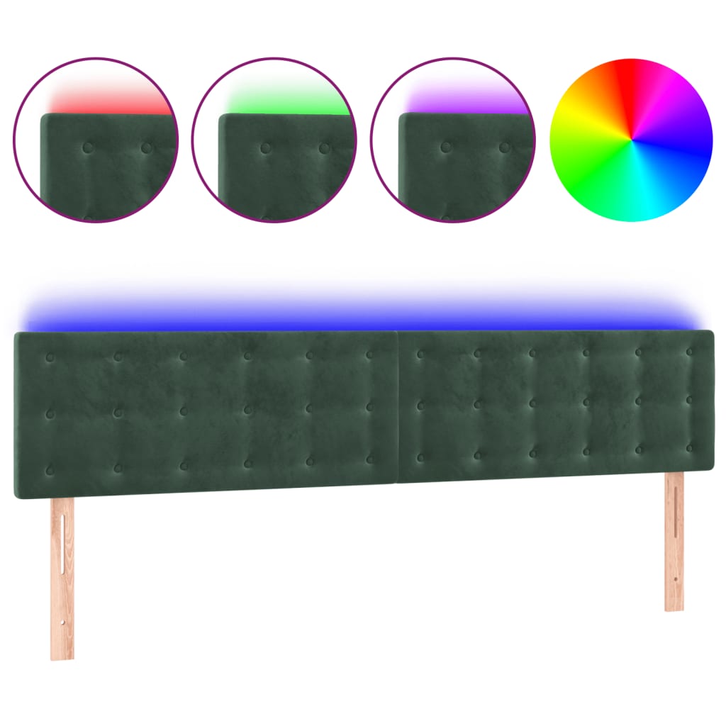 Hoofdbord Led Fluweel 160 x 5 x 78/88 cm Donkergroen