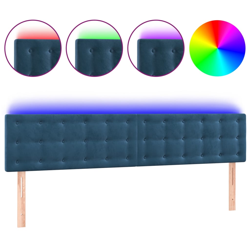 Hoofdbord Led Fluweel 1 160 x 5 x 78/88 cm Donkerblauw