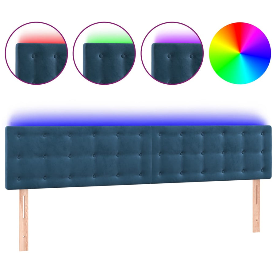 Hoofdbord Led Fluweel 1 160 x 5 x 78/88 cm Donkerblauw