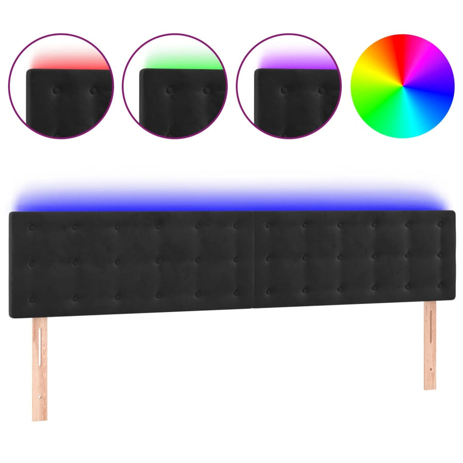 Hoofdbord Led Fluweel 180 x 5 x 78/88 cm Zwart