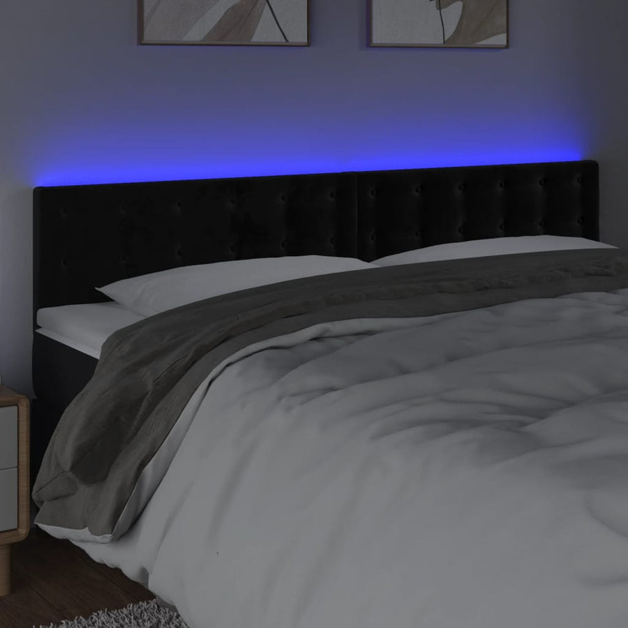 Hoofdbord Led Fluweel 180 x 5 x 78/88 cm Zwart
