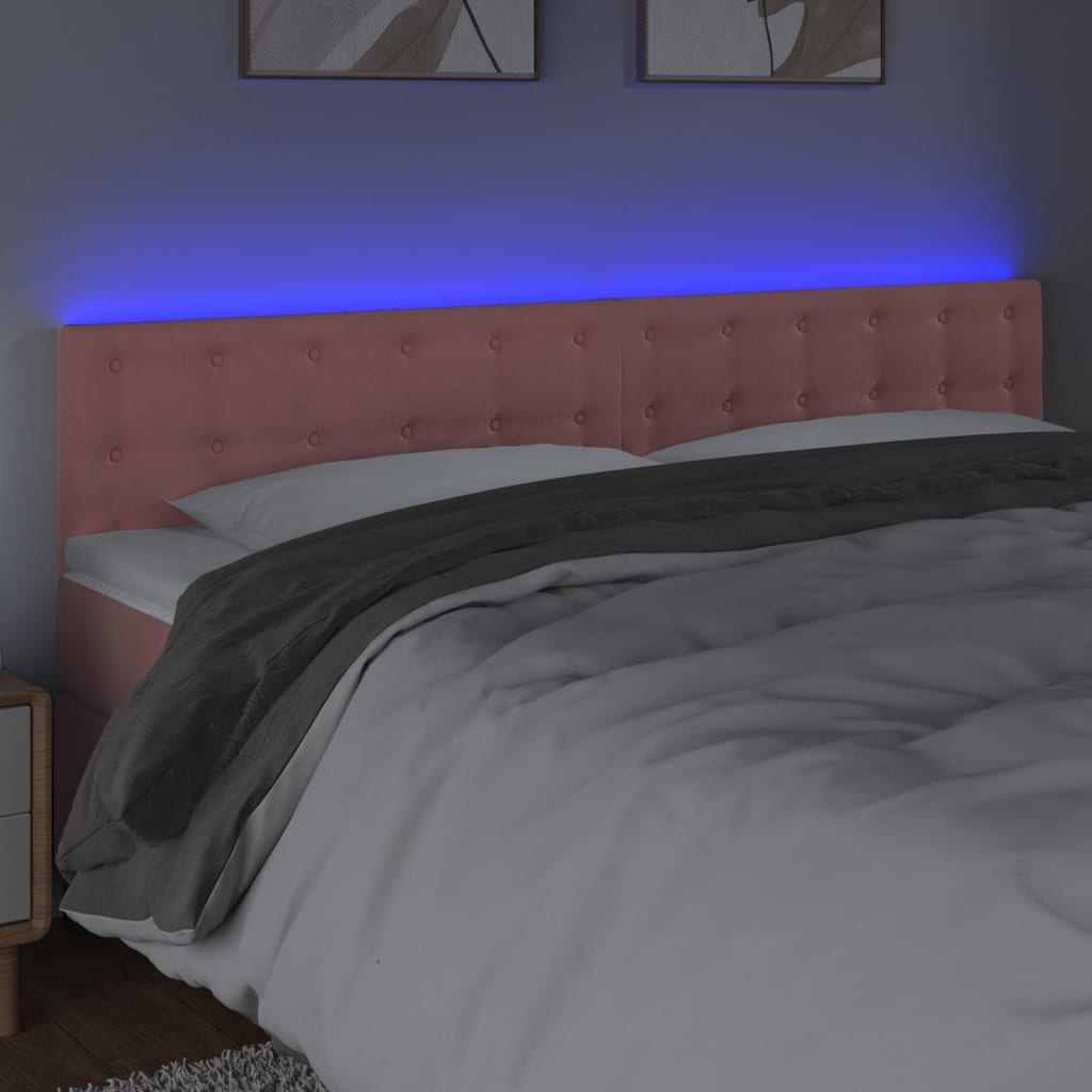 Hoofdbord Led 180X5X78/88 Cm Fluweel Roze 180 x 5 x 78/88 cm