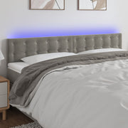 Hoofdbord LED 200x5x78/88 cm lichtgrijs fluweel