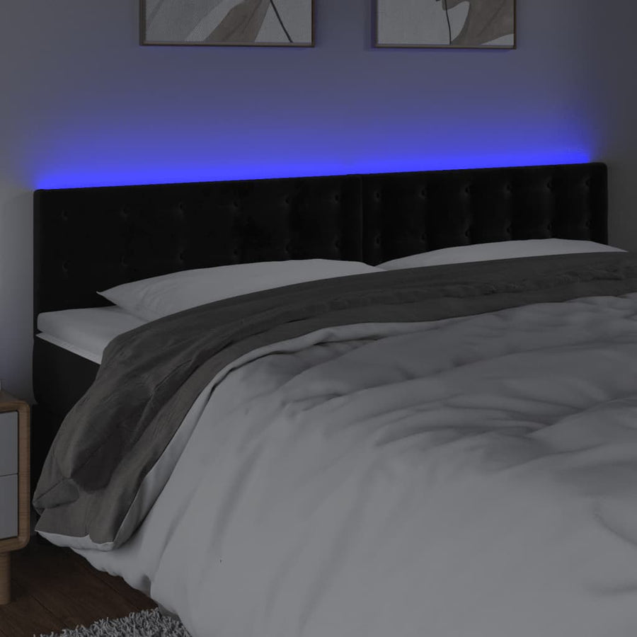 Hoofdbord Led Fluweel 200 x 5 x 78/88 cm Zwart