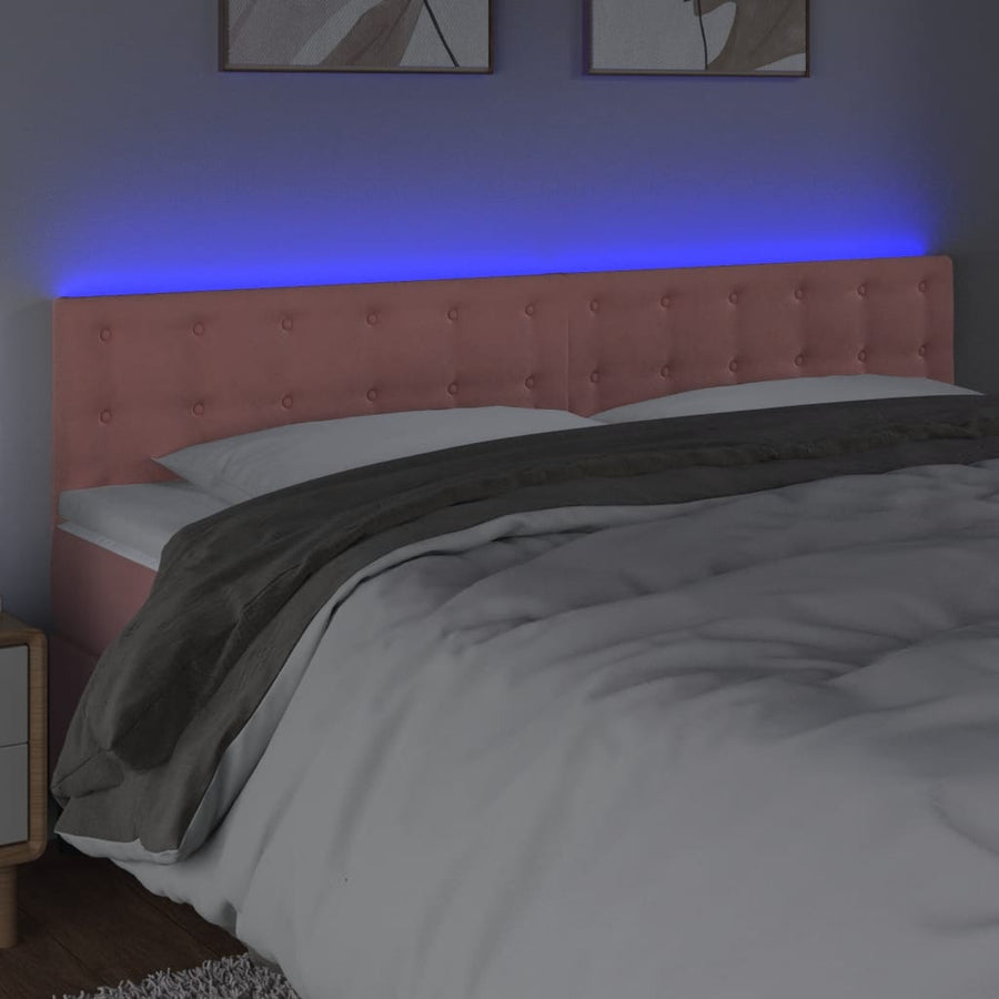Hoofdbord Led Fluweel 200 x 5 x 78/88 cm Roze