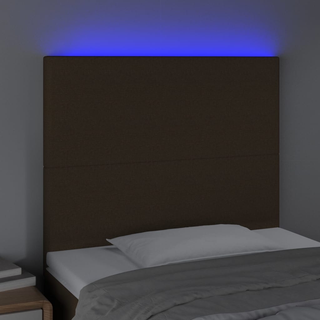 Hoofdbord LED 80x5x118/128 cm stof donkerbruin 80 x 5 x 118/128 cm Donkerbruin