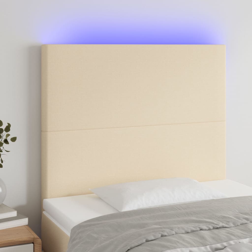 Hoofdbord LED 80x5x118/128 cm stof crèmekleurig 80 x 5 x 118/128 cm Crème