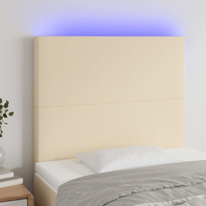 Hoofdbord LED 80x5x118/128 cm stof crèmekleurig 80 x 5 x 118/128 cm Crème