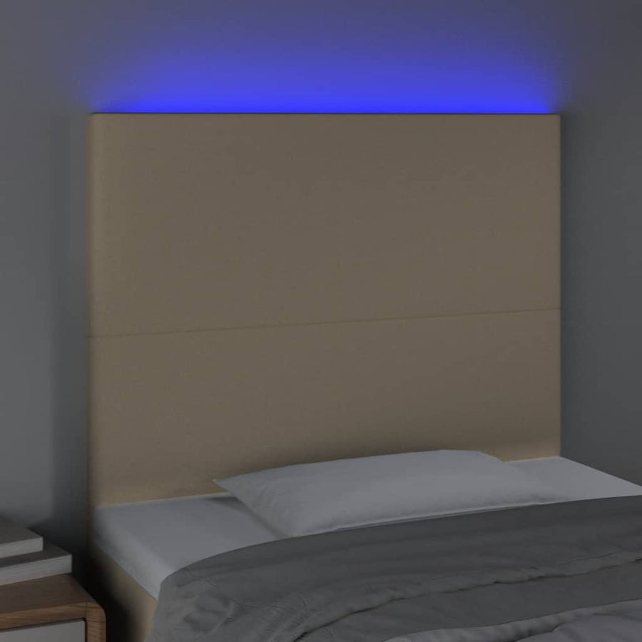 Hoofdbord Led Stof Kleurig 90 x 5 x 118/128 cm Crème