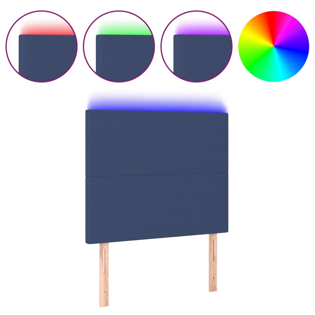 Hoofdbord LED 90x5x118/128 cm stof blauw 90 x 5 x 118/128 cm Blauw