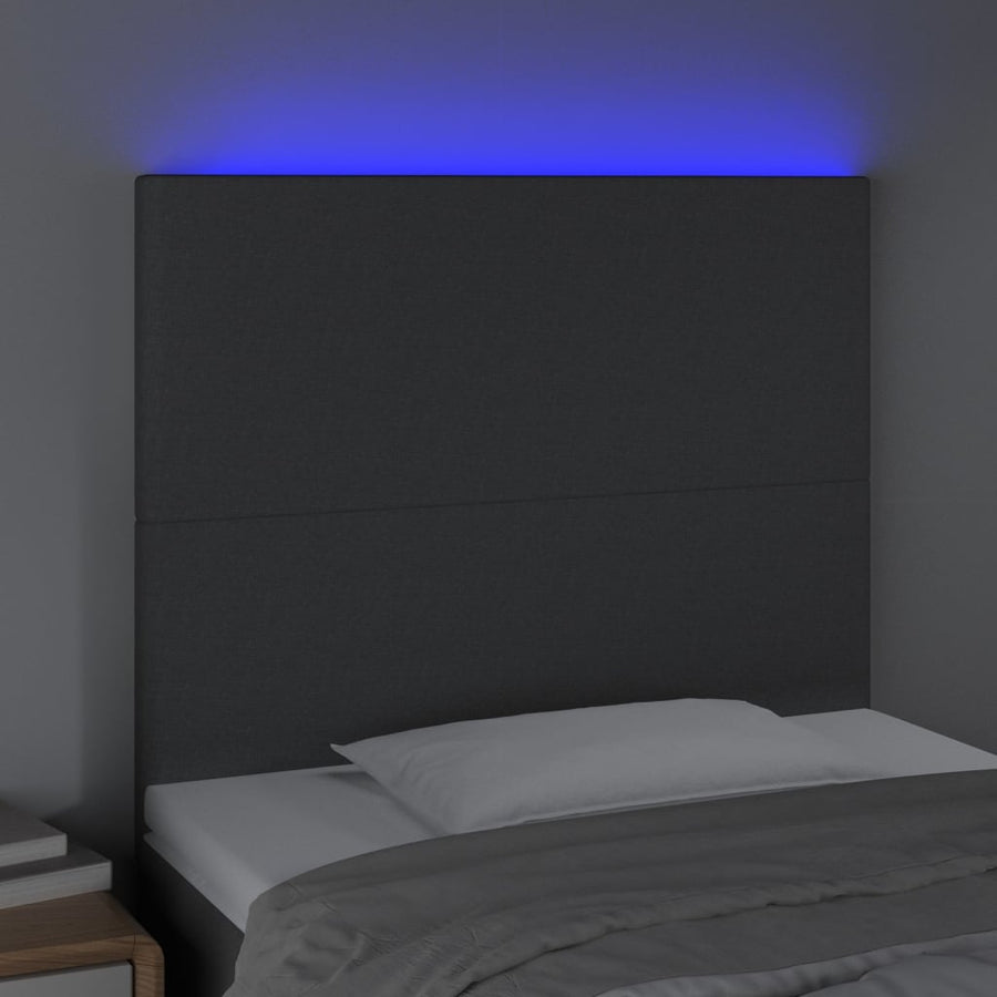 Hoofdbord LED 100x5x118/128 cm stof donkergrijs 100 x 5 x 118/128 cm Donkergrijs