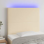 Hoofdbord 100x5x118/128 cm stof crèmekleurig met LED