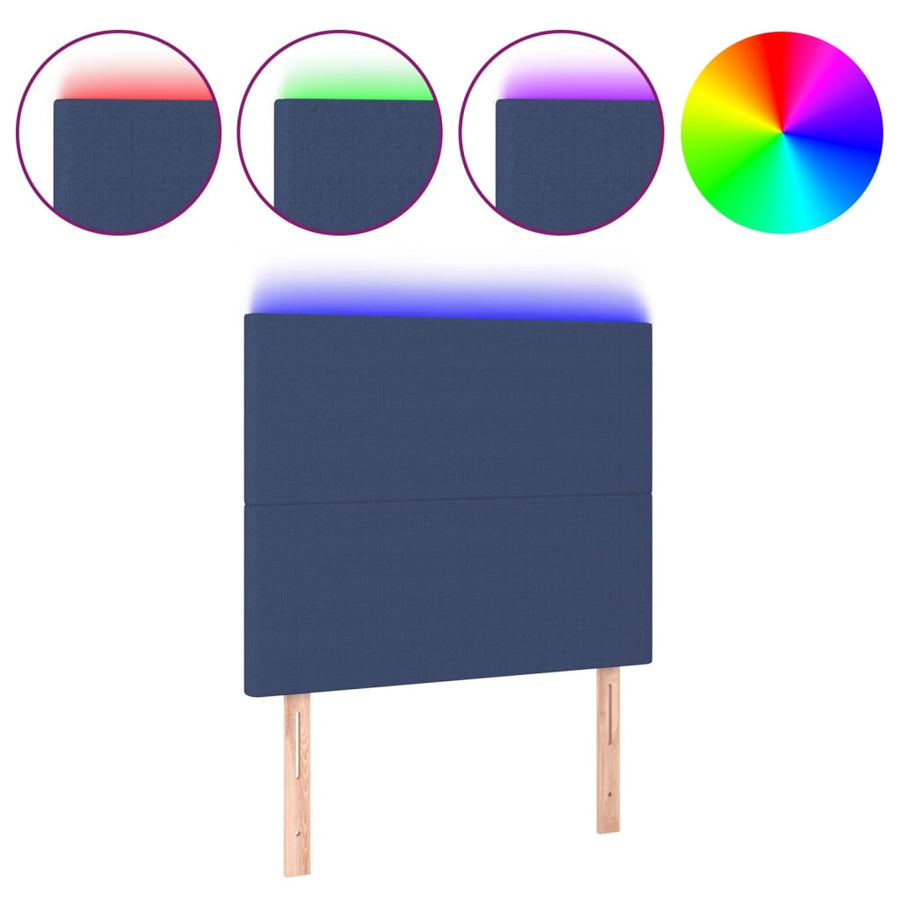 Hoofdbord LED 100x5x118/128 cm stof blauw 100 x 5 x 118/128 cm Blauw