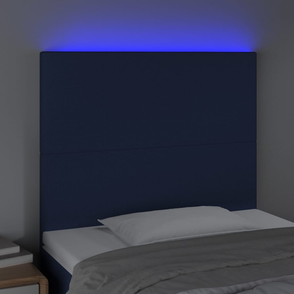 Hoofdbord LED 100x5x118/128 cm stof blauw 100 x 5 x 118/128 cm Blauw