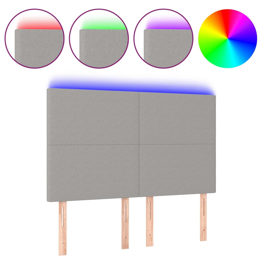 Hoofdbord Led Stof 144 x 5 x 118/128 cm Lichtgrijs