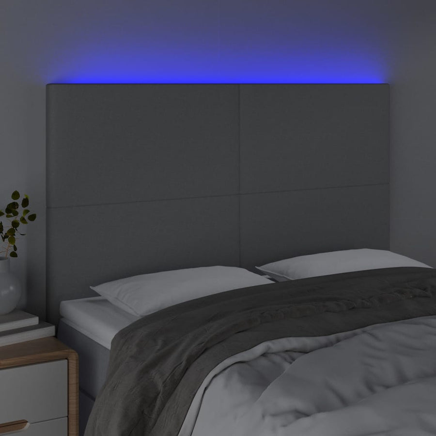 Hoofdbord Led Stof 144 x 5 x 118/128 cm Lichtgrijs