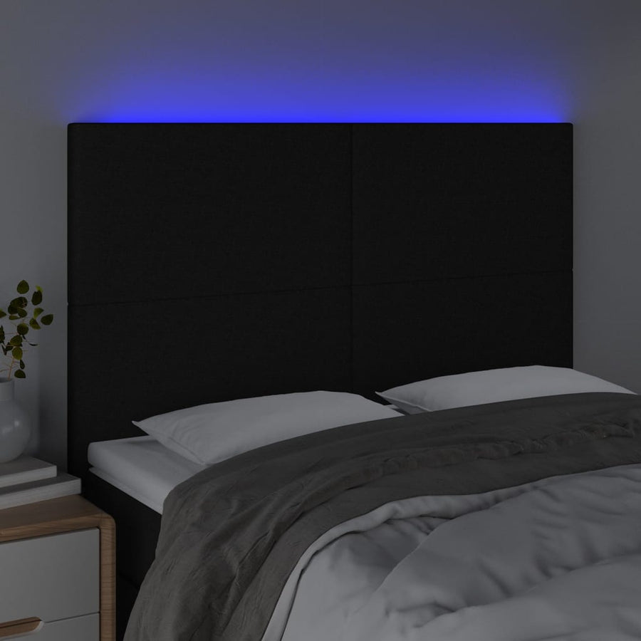 Hoofdbord Led Stof 144 x 5 x 118/128 cm Zwart