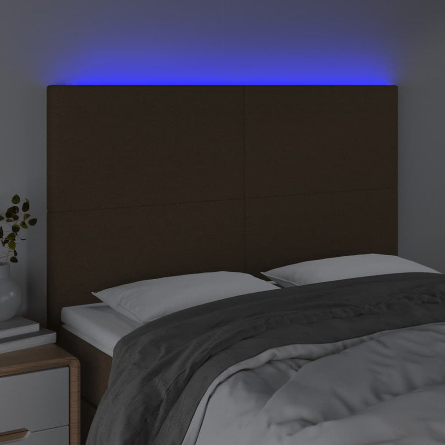 Hoofdbord Led 144X5X118/128 Cm Stof Donkerbruin