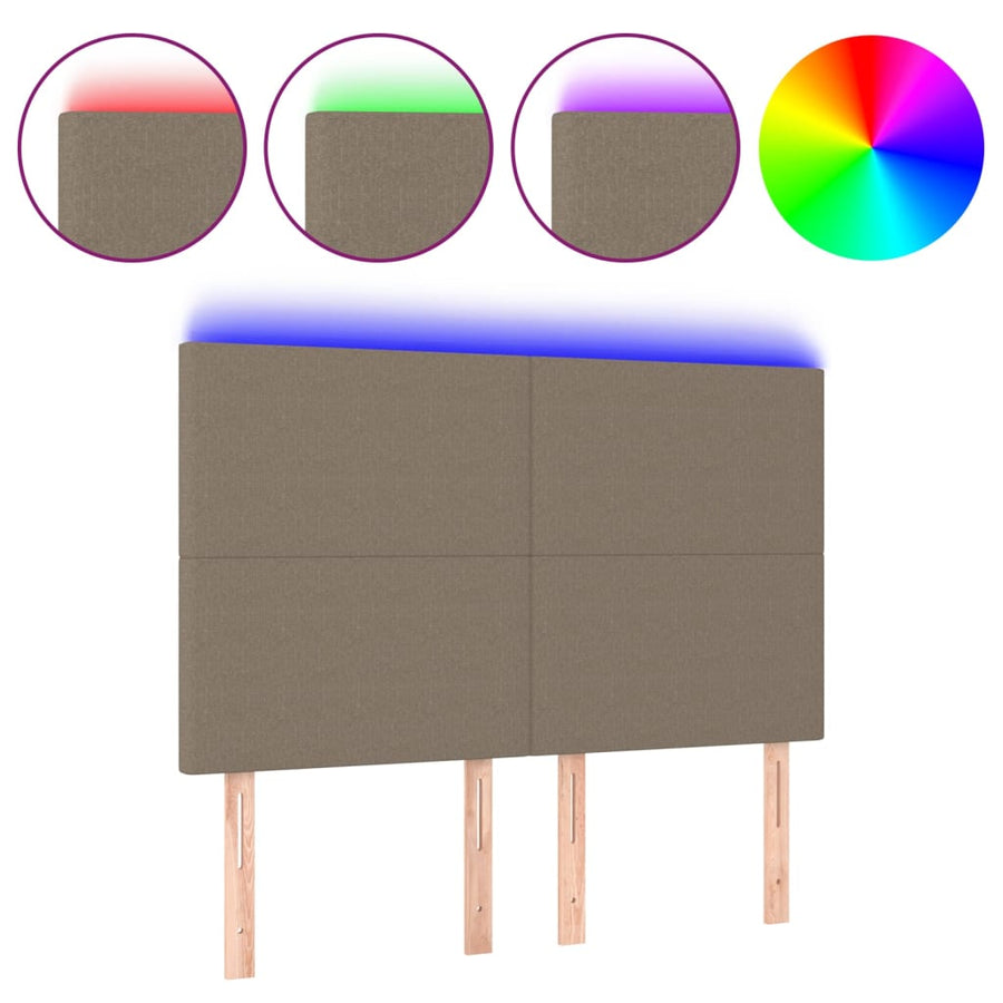 Hoofdbord LED 144x5x118/128 cm stof taupe 144 x 5 x 118/128 cm Taupe