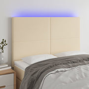 Hoofdbord 144x5x118/128 cm stof crèmekleurig LED