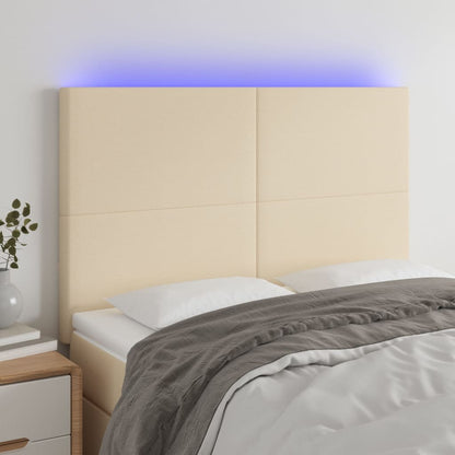 Hoofdbord LED 144x5x118/128 cm stof crèmekleurig 144 x 5 x 118/128 cm Crème