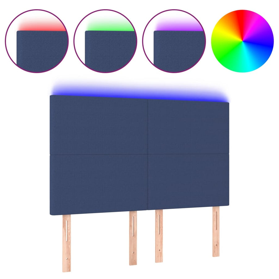 Hoofdbord LED 144x5x118/128 cm stof blauw 144 x 5 x 118/128 cm Blauw