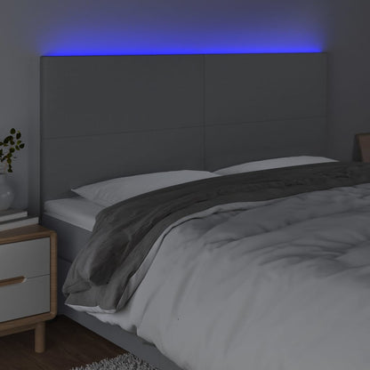 Hoofdbord LED 160x5x118/128 cm stof lichtgrijs 160 x 5 x 118/128 cm Lichtgrijs